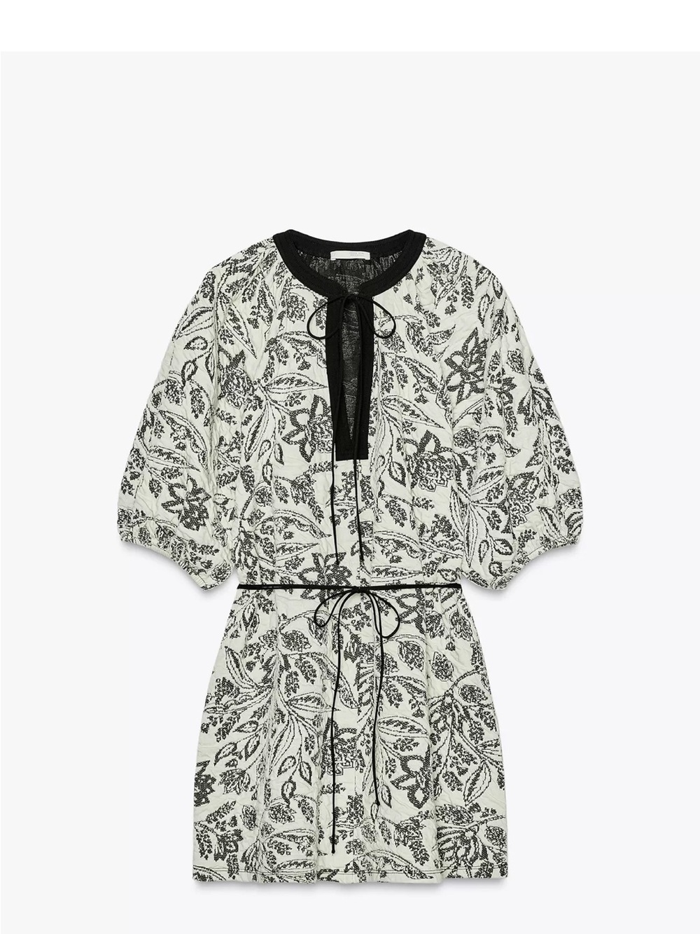 Zara Belted Jacquard Detail Dress